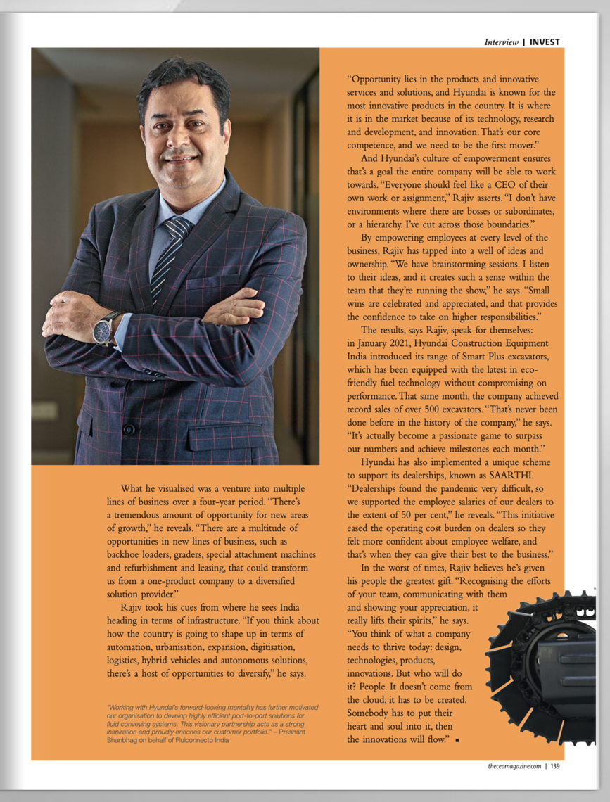 Creative Business Image of  Rajiv Chaturvedi, VP Sales and Marketing, Hyundai Construction, Pune, Maharashtra for an International Magazine By Arindom Chowdhury