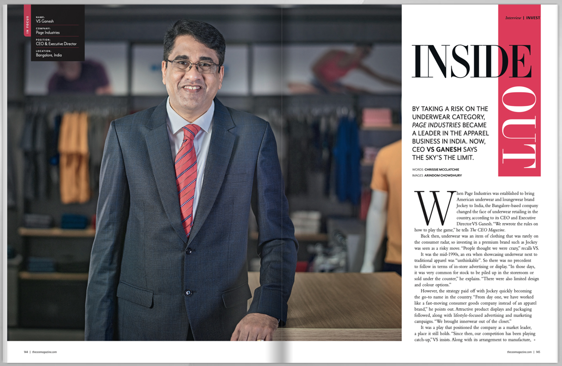 Creative Executive Image of VS Ganesh, CEO, Page Industries, Bangalore for an International Magazine By Arindom Chowdhury