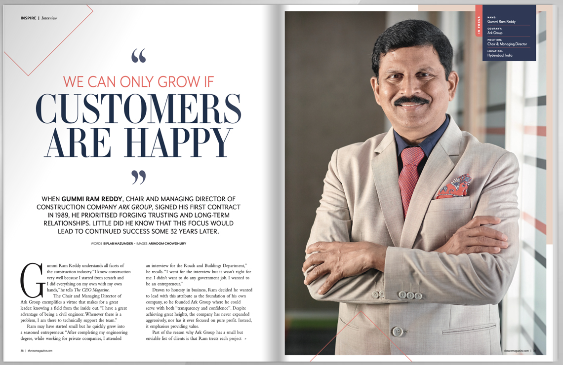 Candid Business Image of Gummi Ram Reddy, Chair and Managing Director of ARK GROUP, Hyderabad Telangana for an International Magazine By Arindom Chowdhury