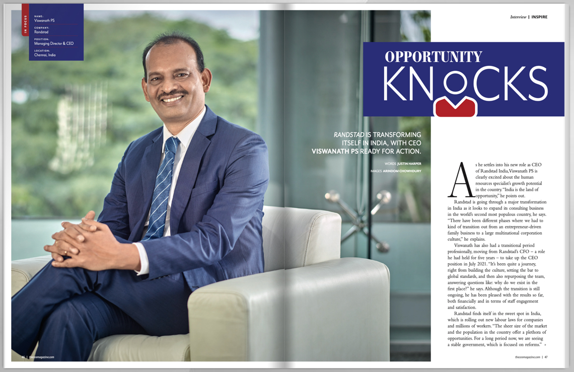 Commercial Executive Image of Vishwanath Reddy, CEO Randstad, Bangalore for an International Magazine By Arindom Chowdhury