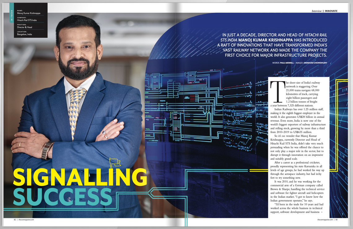 Candid Business Photo shoot of Manoj Krishnappa, CEO, Hitachi Rail STS India, Bangalore for an International Magazine By Arindom Chowdhury