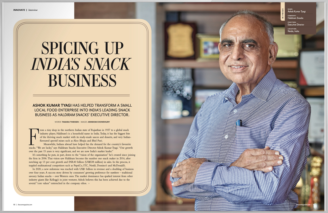 Commercial Corporate Photo shoot of Ashok Tyagi, Executive Director, Haldiram Sancks