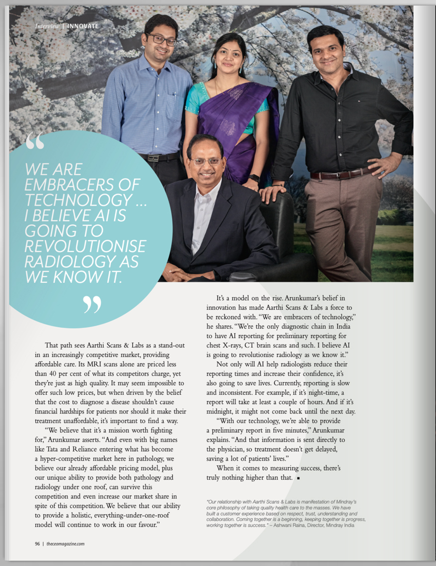 Professional Corporate Portrait of Founders, Aarathi Scans, Chennai, Tamil Nadu for an International Magazine By Arindom Chowdhury