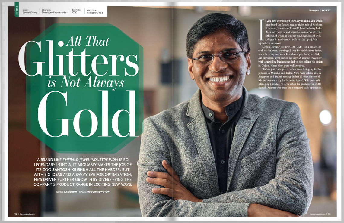 Professional Business Portrait of  Santosh, CEO Emerald jewellery, Coimbatore, Tamil Nadu for an International Magazine By Arindom Chowdhury