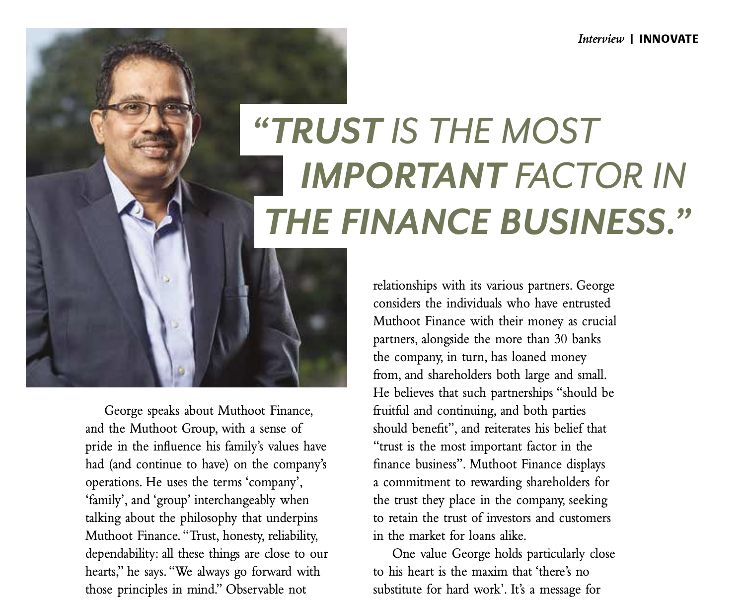 George Alexander, Managing Director of Muthoot Finance